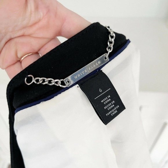 White House Black Market Stripe Metallic Fringe Tweed Blazer Jacket Size S - Picture 5 of 7